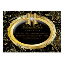 Spa Gift Card Spa Elegant Gold Floral Black Bow Business Card Templates