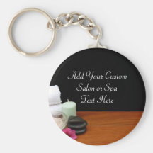 Spa/Massage/Pedicure Salon Scene Black/Colour Key Chain