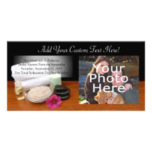Spa/Massage/Pedicure Salon Scene Black/Colour Customized Photo Card