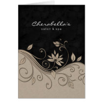 Spa Salon Brochure Greeting Card Beige Blk Flowers