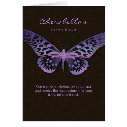 Spa Salon Brochure Greeting Card Butterfly Purple