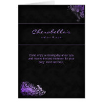 Spa Salon Brochure Greeting Card Floral Purple