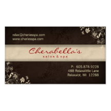 Spa Salon Business Card Floral Butterflies Brown C