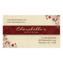 Spa Salon Business Card Floral Butterflies Red C