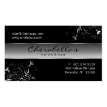 Spa - Salon Flower Elegant Silver Business Card