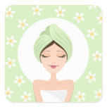 Spa salon stickers with woman and plumeria