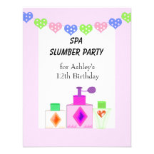 Spa Slumber Party for Girls Personalized Invitations