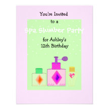 Spa Slumber Party for Girls Personalized Invite