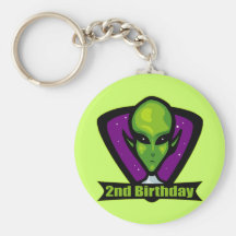 Space Alien 2nd Birthday Gifts Keychains