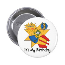 Space Alien 3rd Birthday Tshirts and Gifts Pins