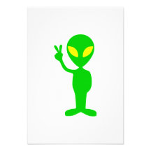 Space Alien Flashing the Peace Sign Announcement