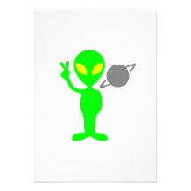 Space Alien Flashing the Peace Sign Invite