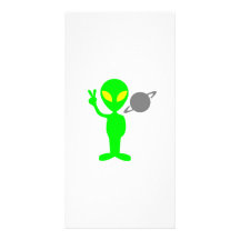 Space Alien Flashing the Peace Sign Personalized Photo Card