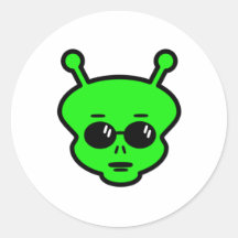Space Alien Round Stickers