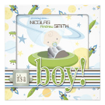 Space Baby Invitation Square B