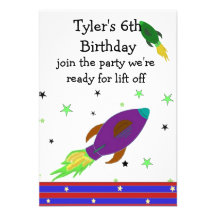 Space Rocket Birthday Invitation