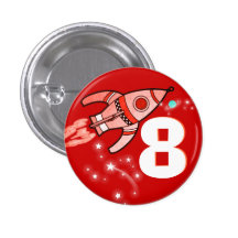Space rocket red boys age button