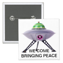 SPACE SHIP BRINGING PEACE  BUTTON