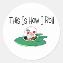 Space Ship Santa Round Stickers