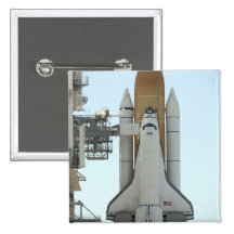 Space shuttle Atlantis sits on the launch pad Pinback Button