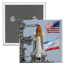 Space Shuttle Endeavour on the launch pad 3 Pinback Button