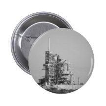Space Shuttle on Launch Pad in Black and White Pinback Buttons
