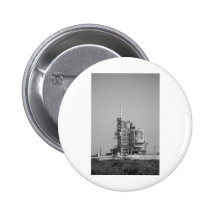 Space Shuttle on Launch Pad in Black and White Pin