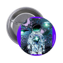 Spaced Out U.F.O. Astronaut Pinback