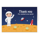 Spaceman and aliens party thank you card