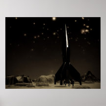 Spacemen and Rocketship Print