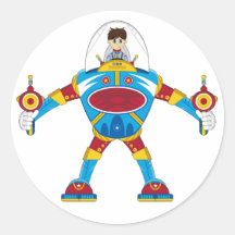 Spacemen In Giant Mecha Robot Stickers