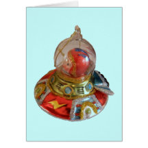 Spaceship Glass Christmas Ornament Cards