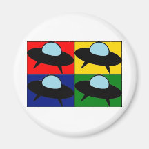Spaceship Pop Art Fridge Magnet