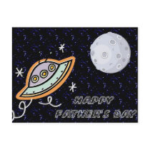 Spaceship & the Moon - Happy Father's Day Postcard