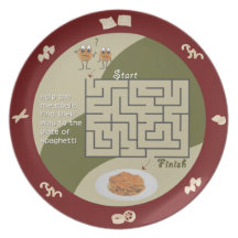 Spaghetti and meatballs maze activity plate