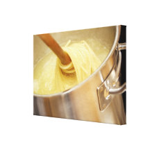 Spaghetti Being Stired in Pot Gallery Wrap Canvas