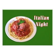 Spaghetti & Meatballs Italian Night Custom Invitations