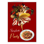 SPAGHETTI PARTY DANCE,ITALIAN KITCHEN AND TOMATOES GREETING CARDS