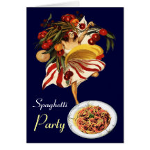 SPAGHETTI PARTY DANCE,ITALIAN KITCHEN AND TOMATOES CARD