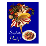 SPAGHETTI PARTY DANCE,ITALIAN KITCHEN AND TOMATOES POST CARD