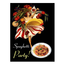 SPAGHETTI PARTY DANCE,ITALIAN KITCHEN AND TOMATOES POST CARDS