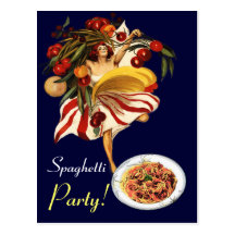 SPAGHETTI PARTY DANCE,ITALIAN KITCHEN AND TOMATOES POSTCARDS