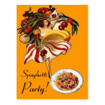 SPAGHETTI PARTY DANCE,ITALIAN KITCHEN AND TOMATOES POST CARD