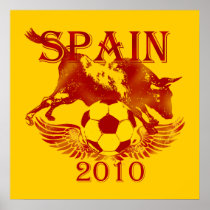 Spain 2010 Toro Bull Espana futbol fans poster