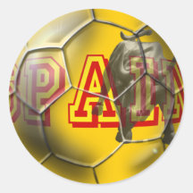 Spain contemporary soccer ball futbal fans gifts round sticker
