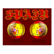 Spain Europe World Spanish flag soccer balls Postcards