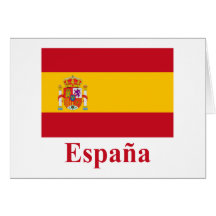 Spain Flag with Name in Spanish Greeting Cards