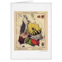 Spain & Portugal Caricature Map 1868 Greeting Cards