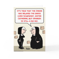 spandex nuns no-no dress code greeting cards