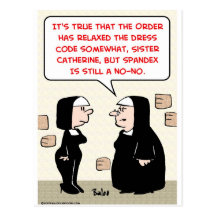 spandex nuns no-no dress code postcards